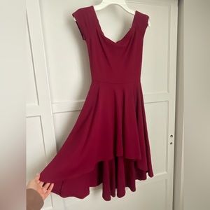 Red off the shoulder mini hi-low dress